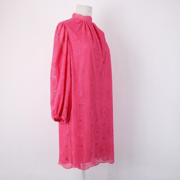 Trina Turk Dress Sz 6 Pink Collared Embroidered Lined Polyester Spandex Dress - Picture 6 of 14